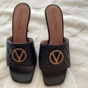 Valentino Black Heels with Gold Detail